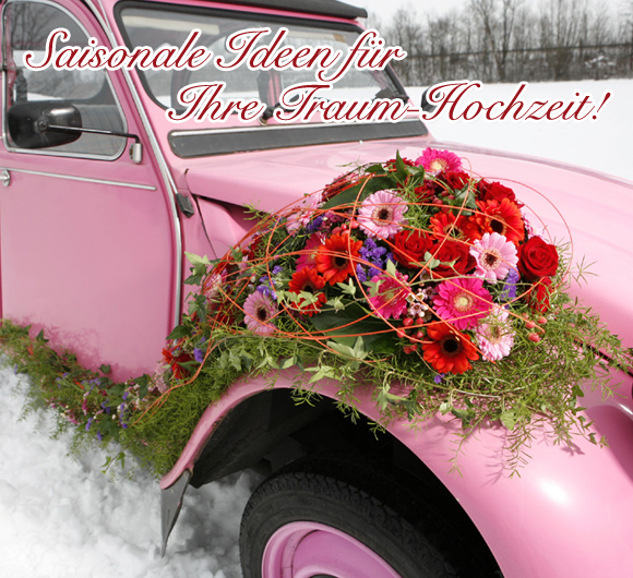 Blumenschmuck für Fahrzeug zur Hochzeit