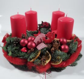 Adventskranz in rubin 30cm