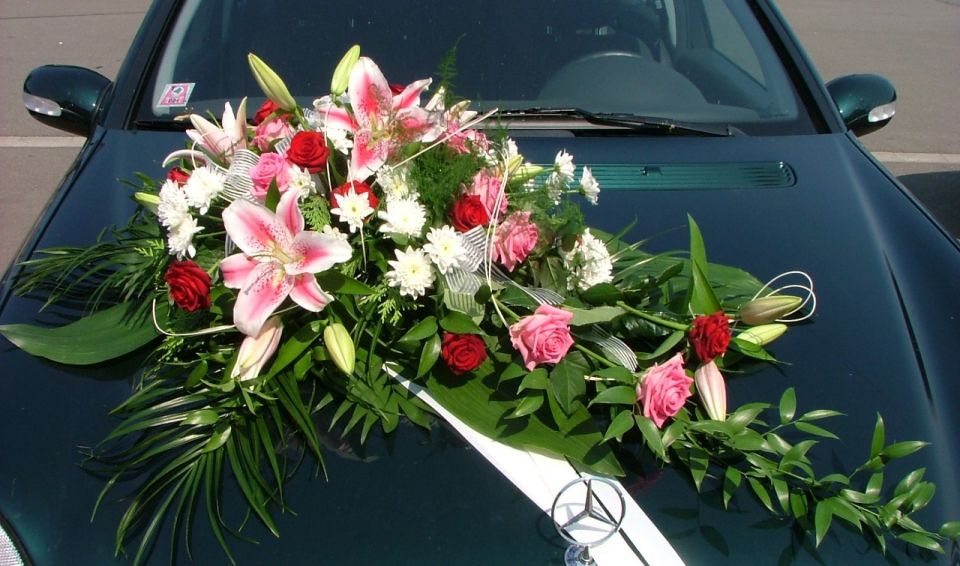 Autogesteck in rosa/weiß mit Lilien - Blumenspezi