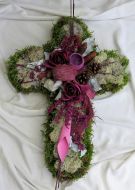 Trauerkreuz in aubergine zum Totensonntag/Allerheiligen